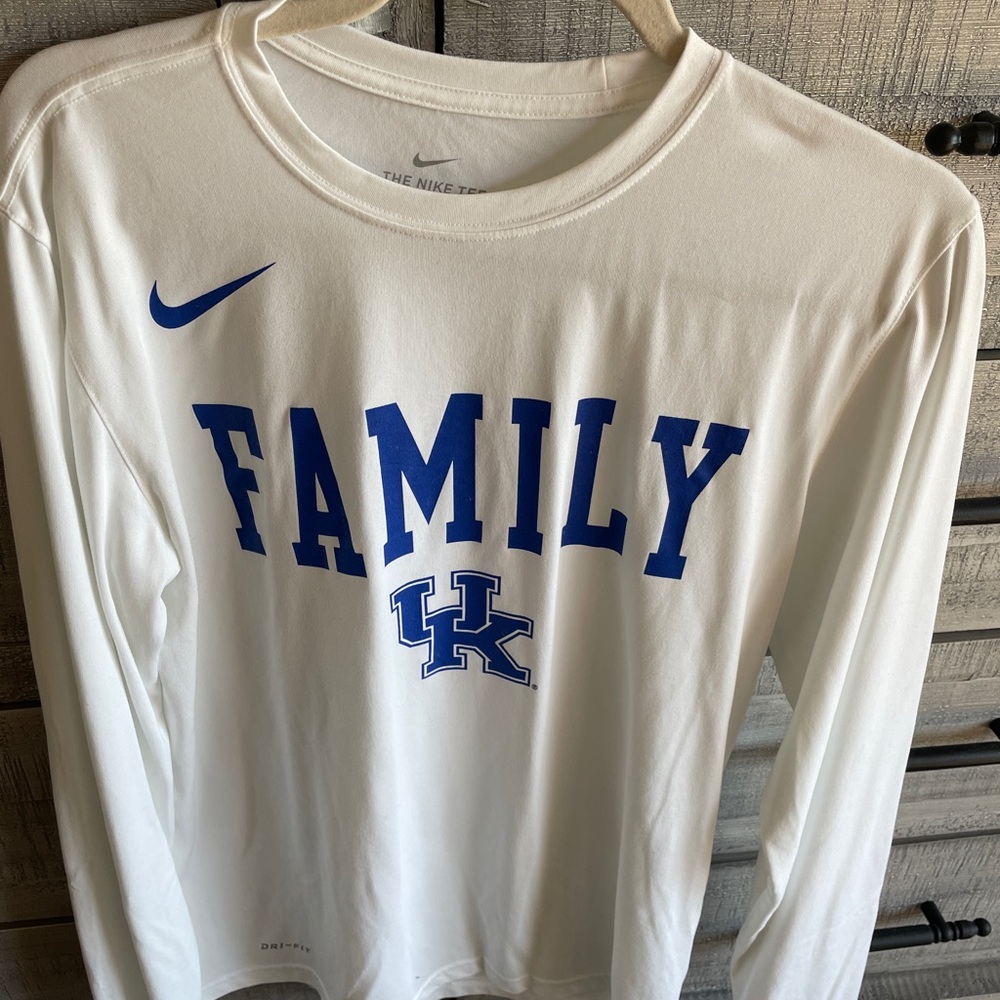 Nike White Dri-FIT Athletic Tee with Gray Logo University of Kentucky